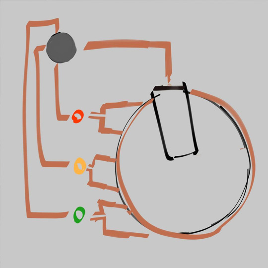 My solution was to combine specific heat levels to one of three colors associated with lower or higher heat. That way a user would have a way to tell how hot the stove is without having to turn away from the element