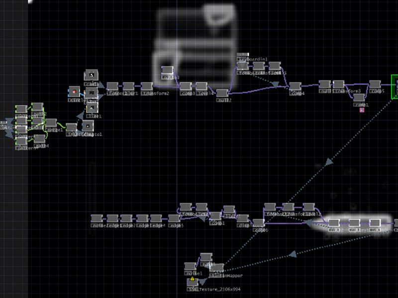 I worked in the same file in order to compare and contrast different patterns from various tutorials. This is a screenshot of how long some of the node trees got after finishing a pattern. They can get very long and complicated, but after using the program for a bit, they become easier to understand and changed for a different look.