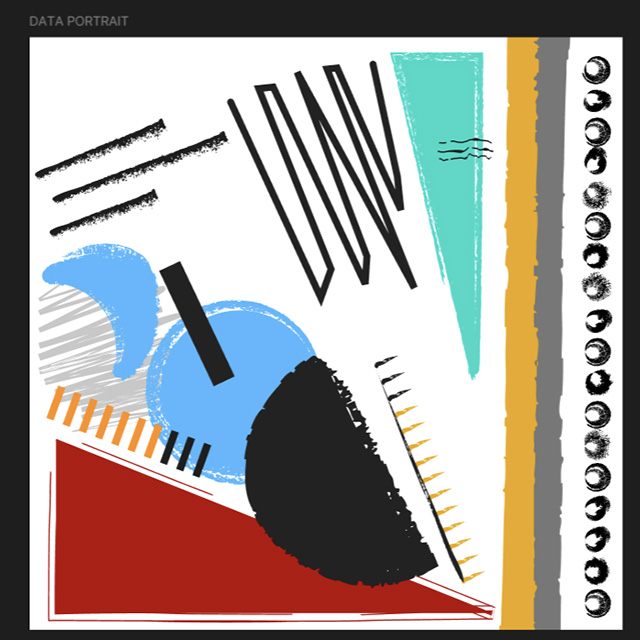 This was the full, finished design of my data portrait. I found it fun to see the difference between the sample portrait and mine since each shape is very distinct.