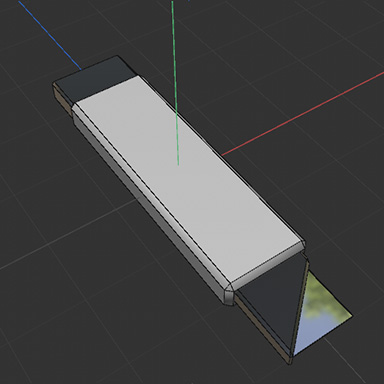 I also tried to model the blade, since it was more of a triangle than a square. I also tested using a metal material as most of the other materials I've used hae been more matte